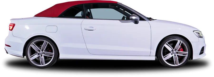 Audi S3 Cabriolet blanche de profil, en location chez 321ada