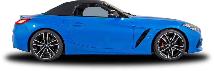 BMW Z4 M40i bleue de profil, en location chez 321ada