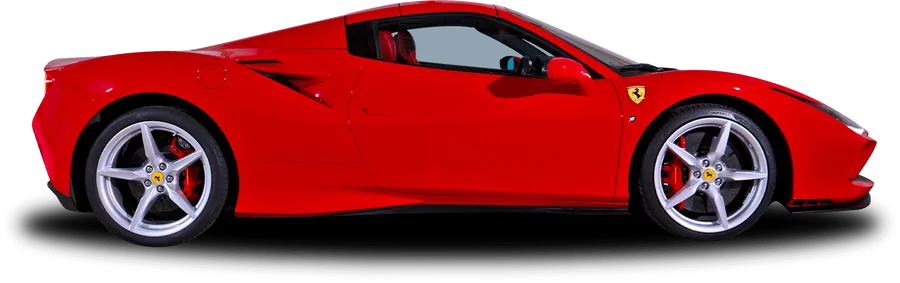 FERRARI Ferrari F8 Tributo Spider rouge de profil, en location chez 321ada