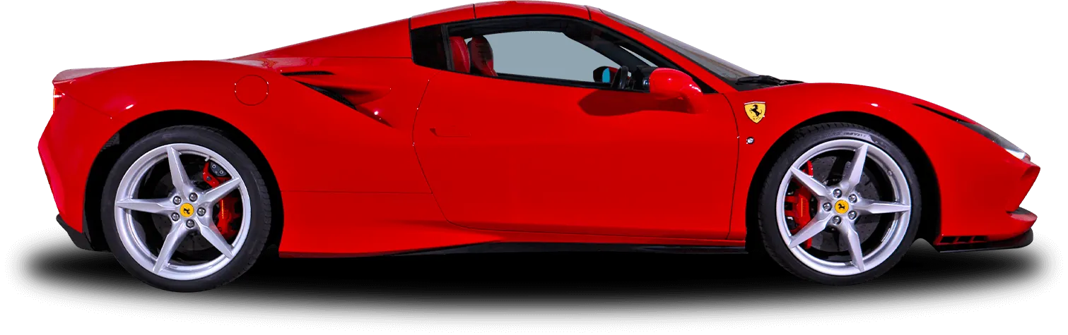 FERRARI Ferrari F8 Tributo Spider rouge de profil, en location chez 321ada