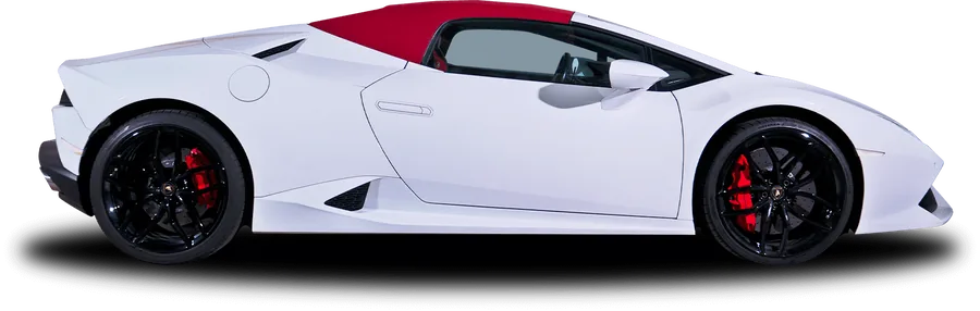 LAMB SPYDER Lamborghini Huracán Spyder LP610-4 blanche de profil, en location chez 321ada