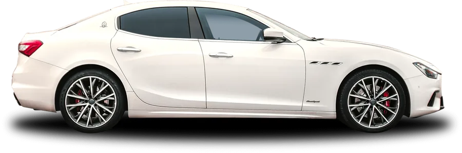 MASERATI GHIBLI SQ4 V4 Maserati Ghibli SQ4 blanche de profil, en location chez 321ada