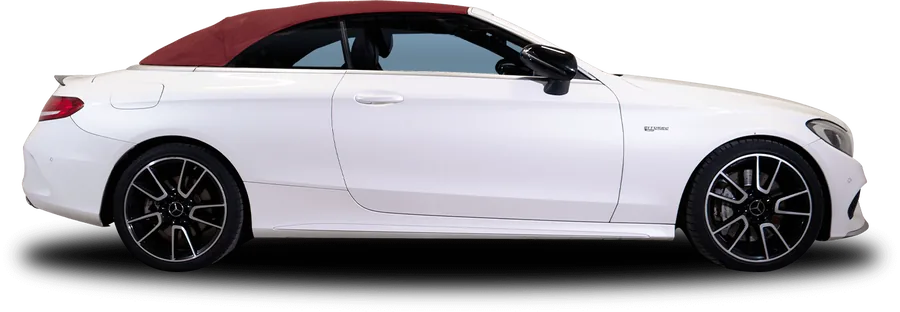 MERCEDES C43 GLA CABRIOLET Mercedes C43 AMG Cabriolet blanche de profil, en location chez 321ada