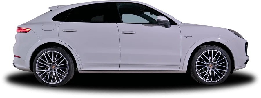 Porsche Cayenne Porsche Cayenne Coupé E-Hybrid blanc de profil, en location chez 321ada