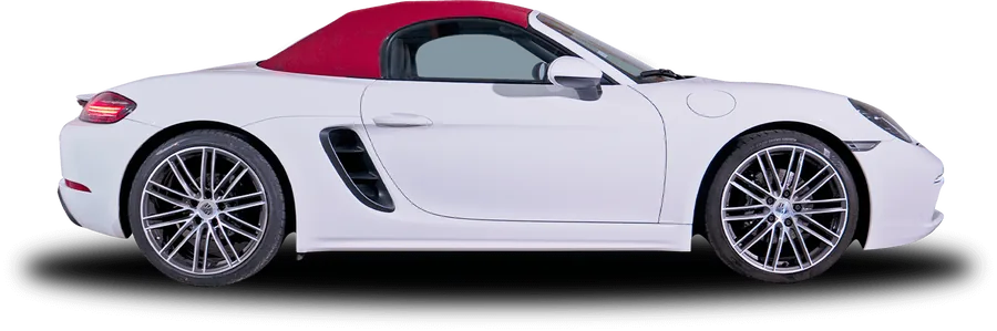 Porsche Boxster 718 blanche de profil, en location chez 321ada